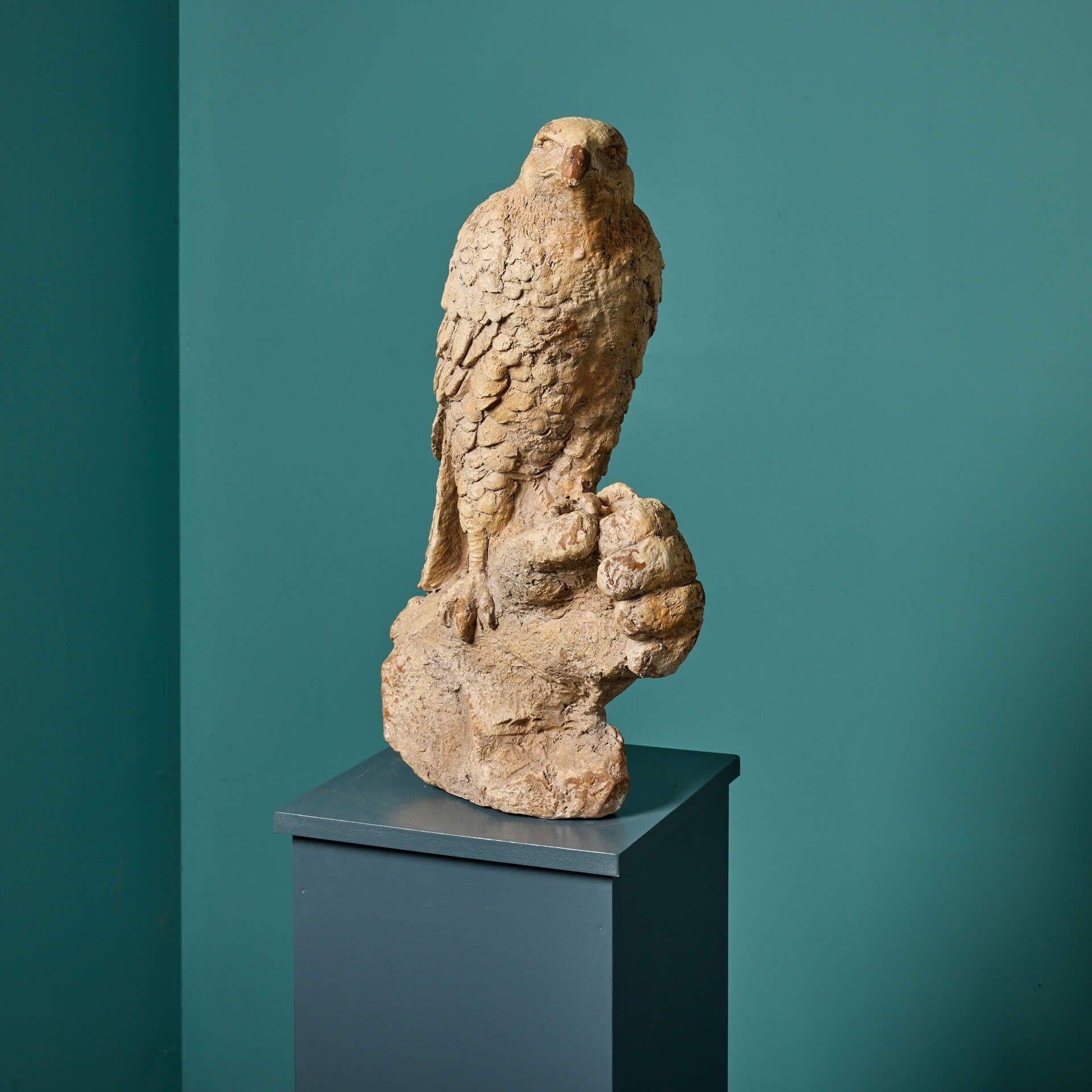 Mid-Century Modern Reclaimed Terracotta Model Sculpture of Bird of Prey For Sale