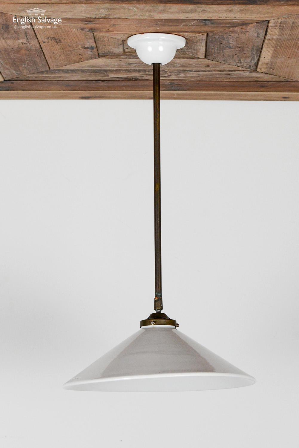 Ceramic and brass French ceiling light. Slight hairline crack to the outside glazing as shown in picture.
