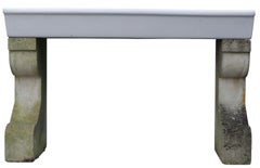 Reclaimed Trough Sink with Stone Pedestals