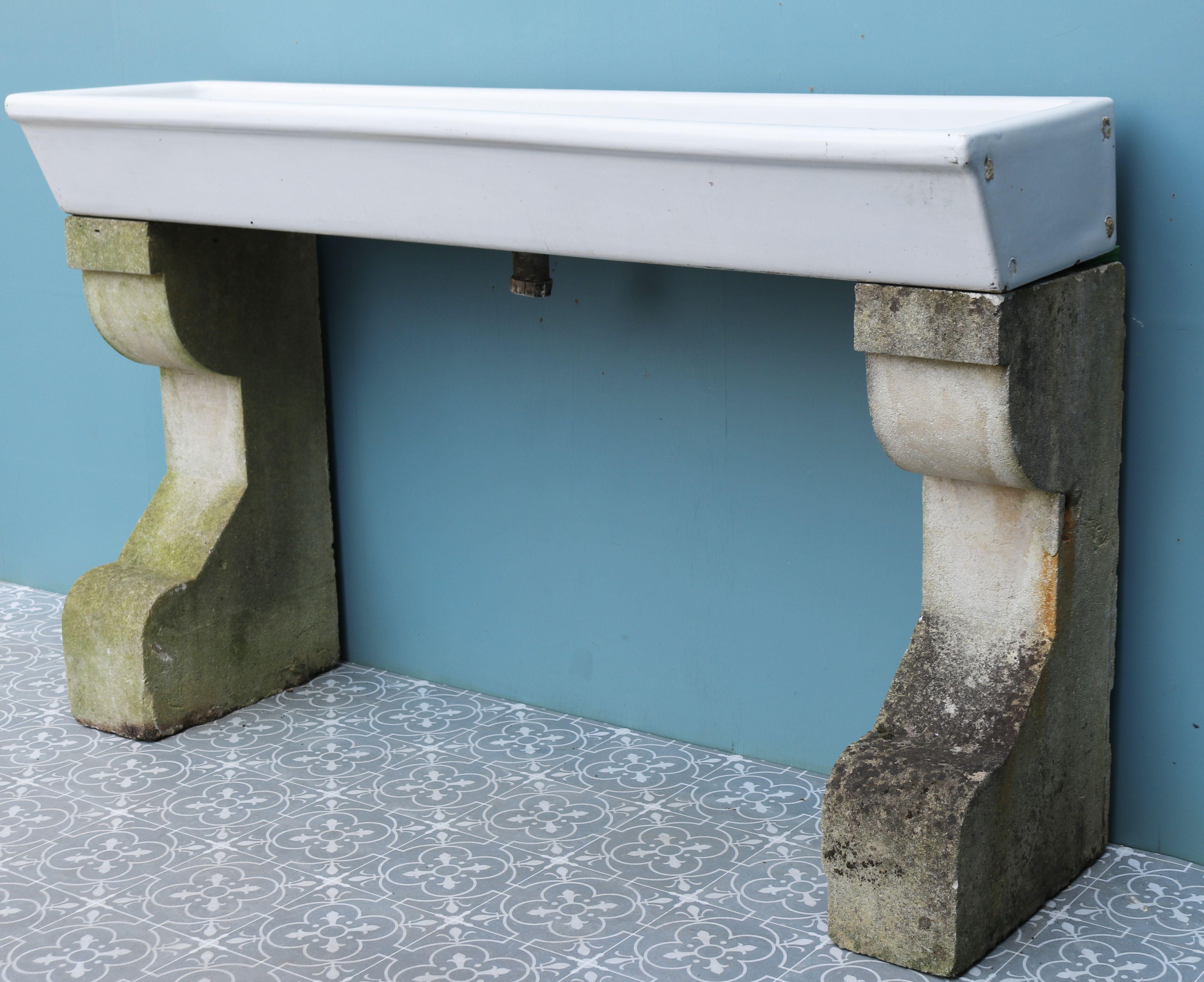 Reclaimed Trough Sink with Stone Pedestals 4