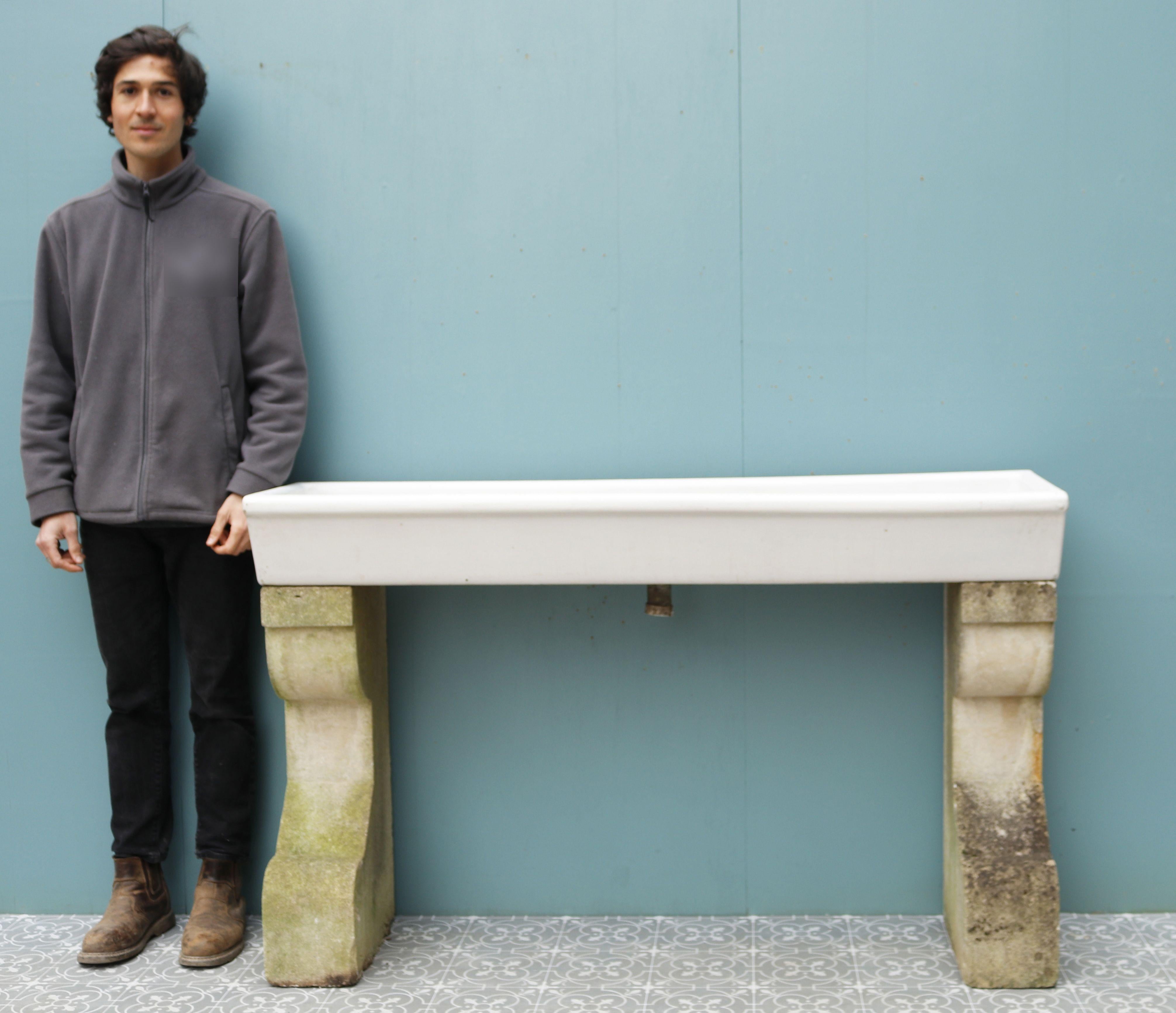 Reclaimed Trough Sink with Stone Pedestals 5