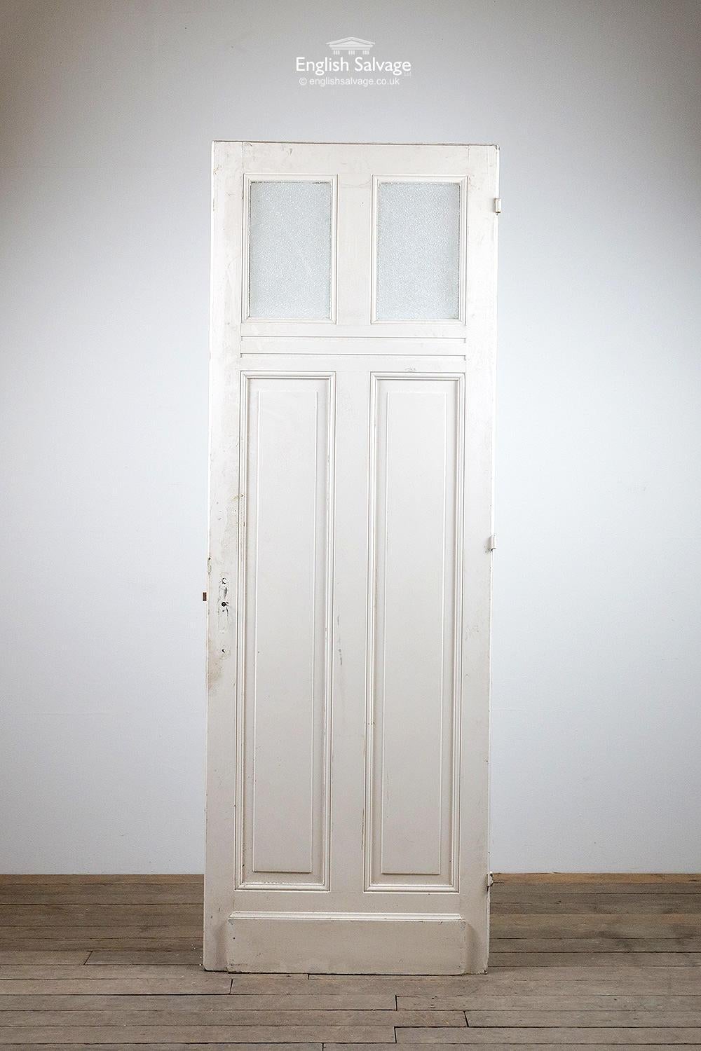 European Reclaimed Two Panel Glazed Pine Door, 20th Century For Sale