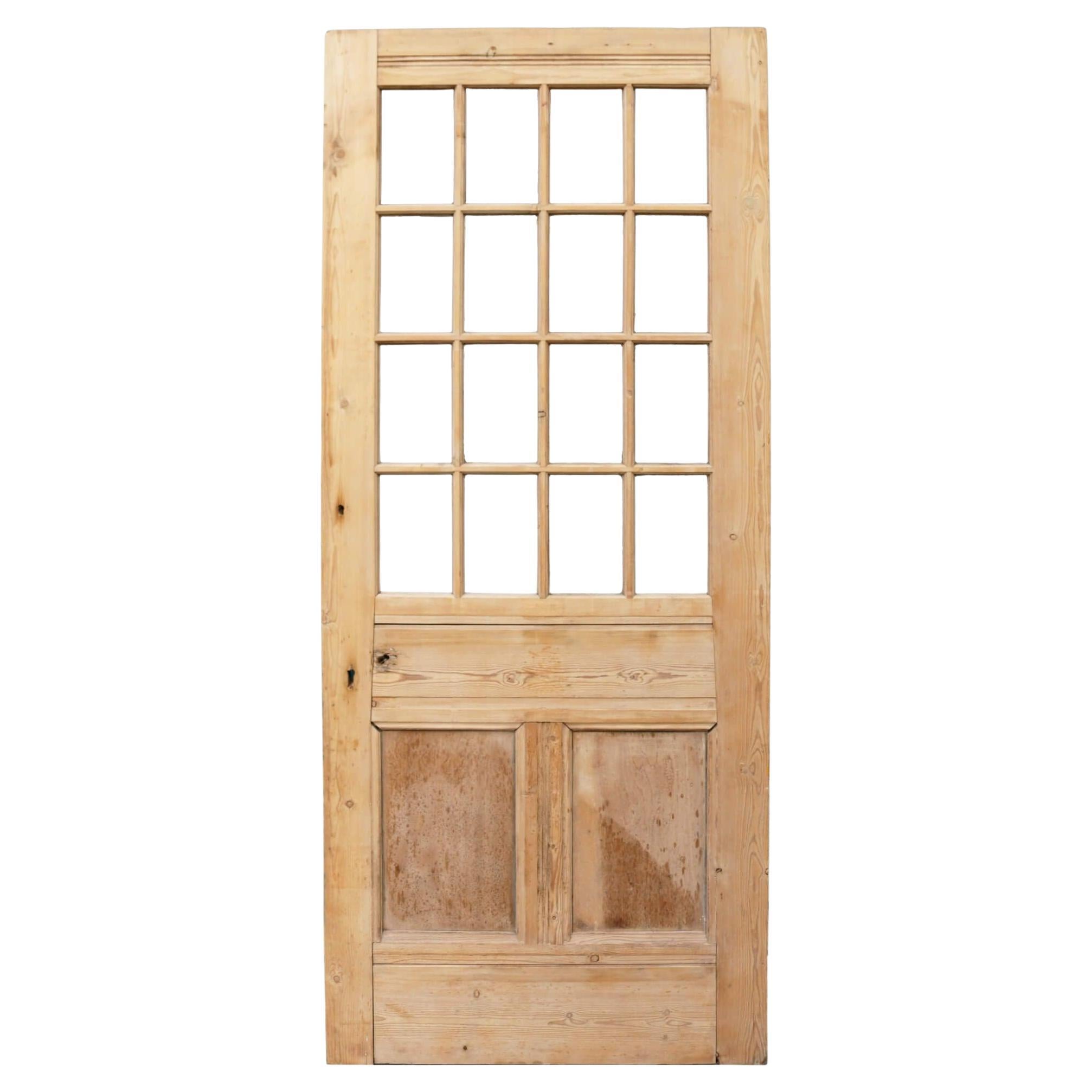 Reclaimed Unglazed Stripped Pine Front Door For Sale