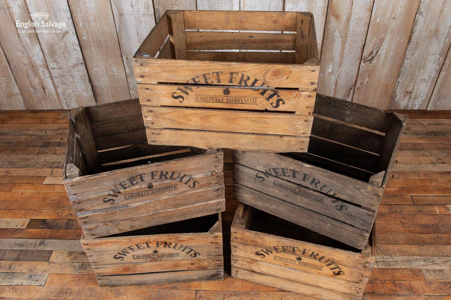 Reclaimed Vegetable or Fruit Wooden Crates, 20th Century For Sale at