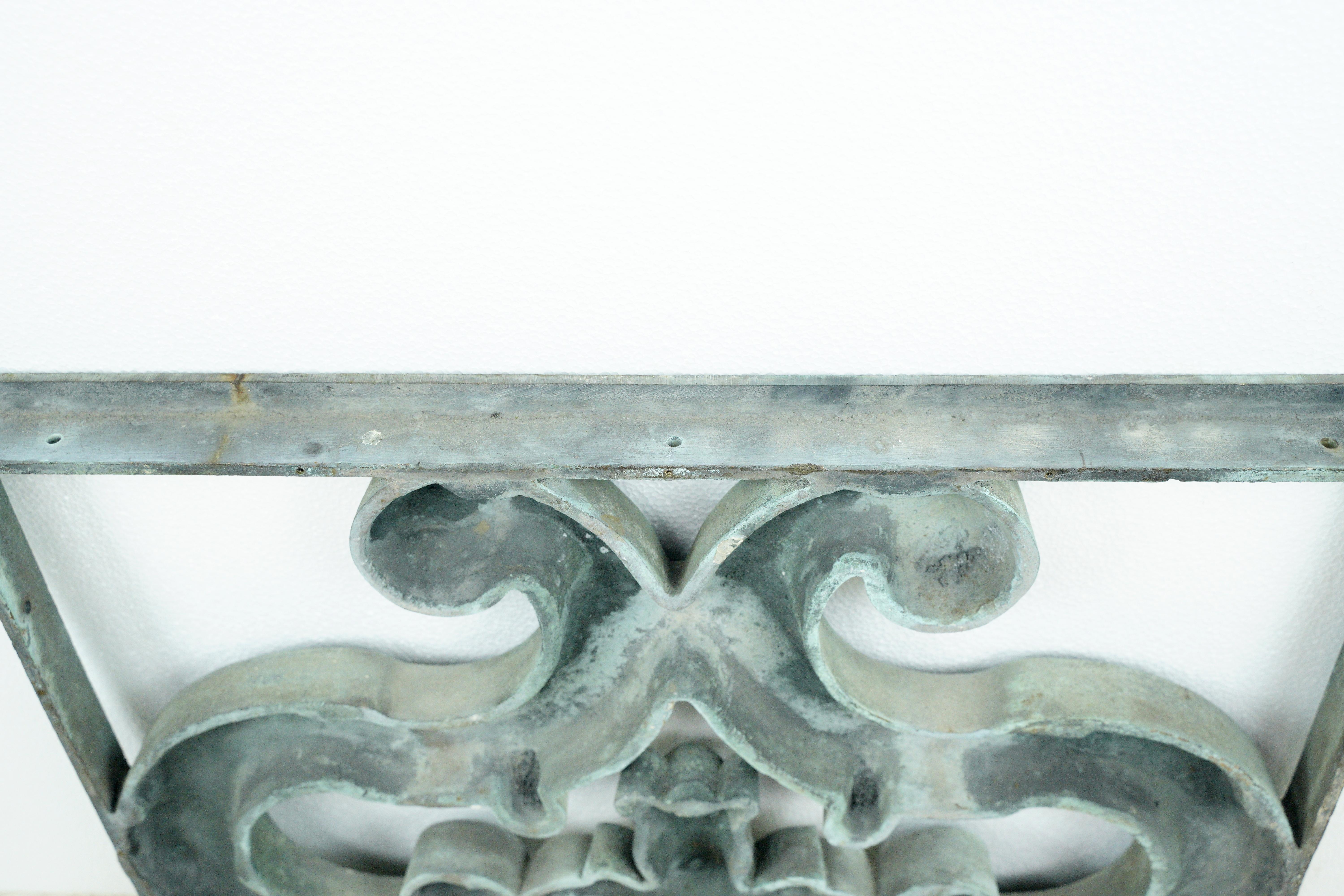 Reclaimed Verdigris Cast Bronze Exterior Panel For Sale 8