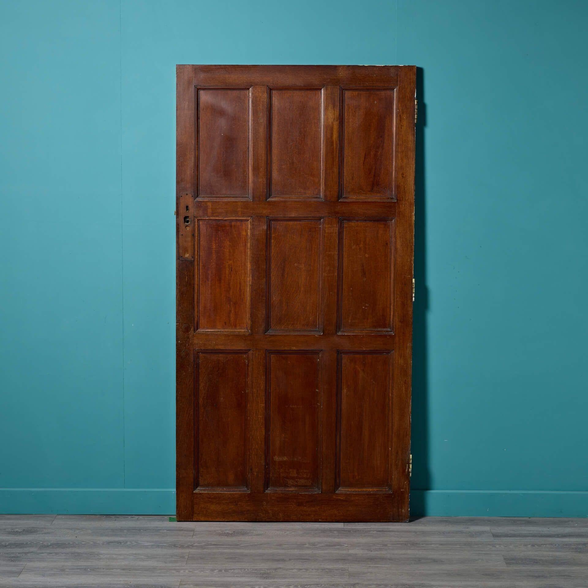 English Reclaimed Victorian 9 Panel Oak Door For Sale