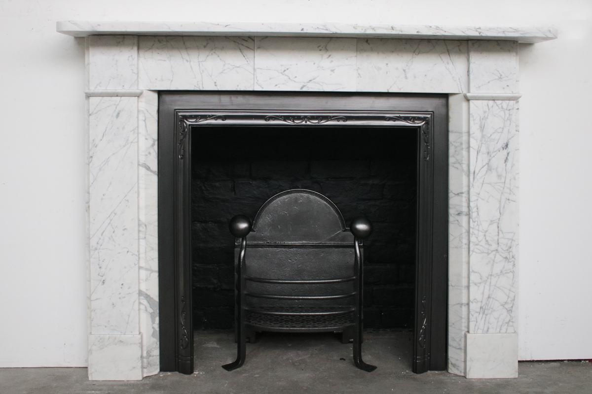 English Reclaimed Victorian Carrara Marble Fireplace Surround