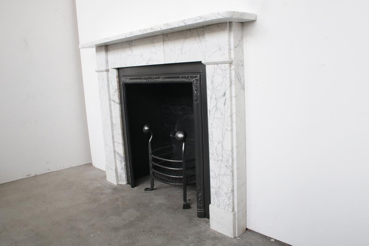 Reclaimed Victorian Carrara Marble Fireplace Surround In Good Condition In Manchester, GB