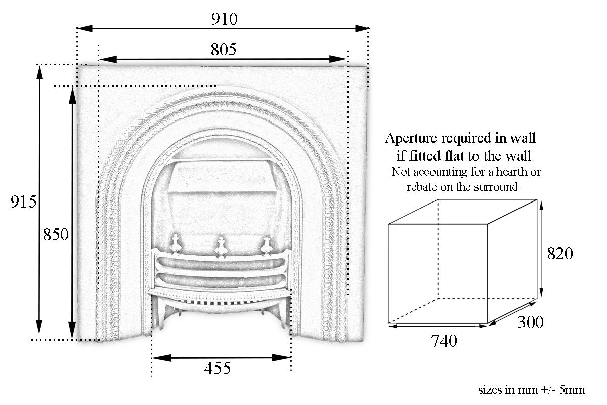 19th Century Reclaimed Victorian Cast Iron Fireplace Insert with Arched Aperture