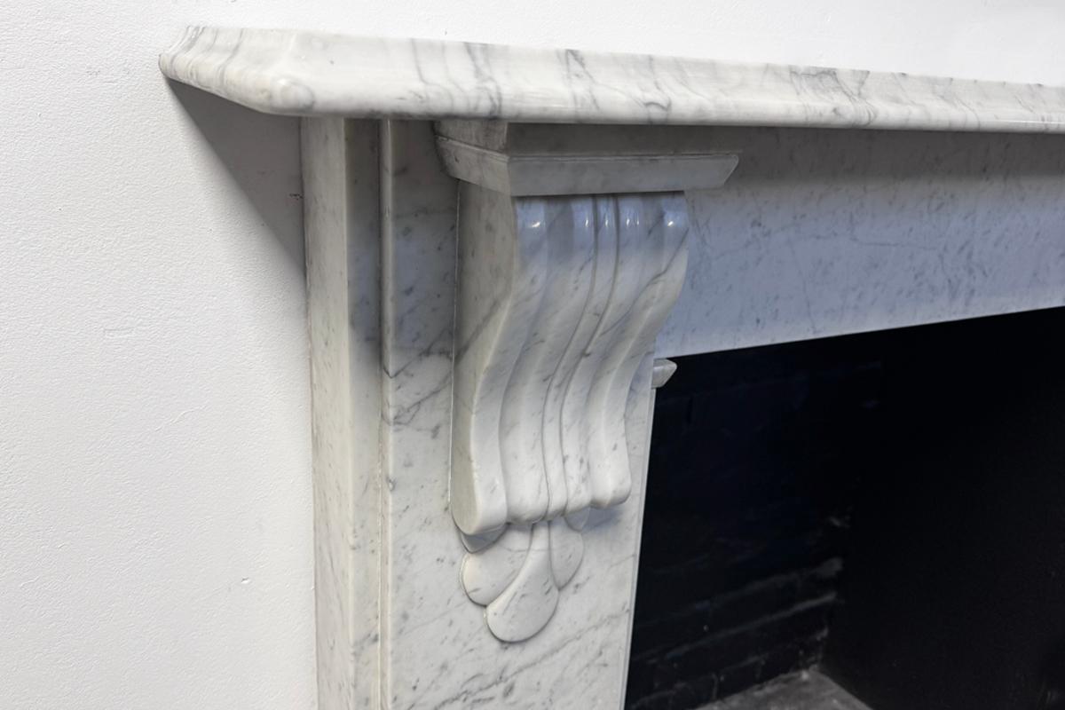 19th Century Reclaimed Victorian Corbelled Carrara marble fireplace surround For Sale