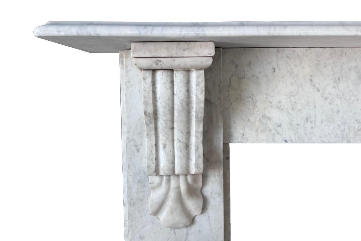19th Century Reclaimed Victorian Corbelled Carrara marble fireplace surround For Sale