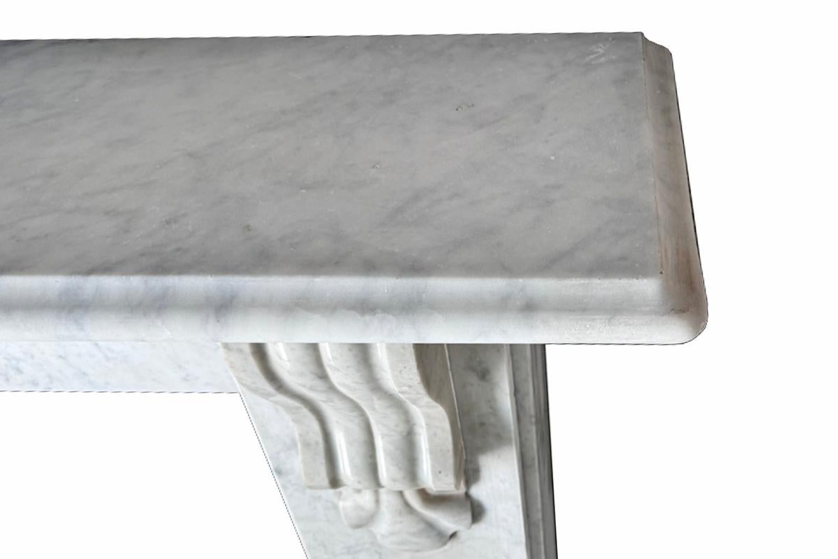 Reclaimed Victorian Corbelled Carrara marble fireplace surround For Sale 2