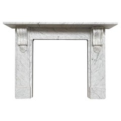 Antique Reclaimed Victorian Corbelled Carrara Marble Fireplace Surround
