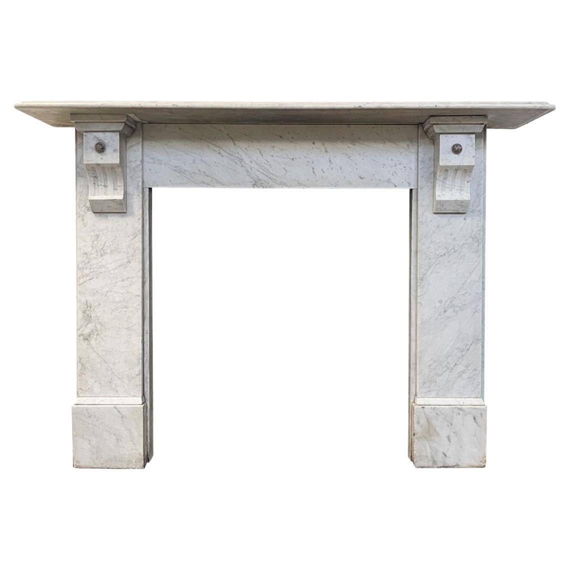 Reclaimed Victorian Corbelled Carrara Marble Fireplace Surround For Sale