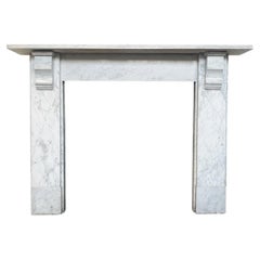 Antique Reclaimed Victorian Corbelled Carrara Marble Fireplace Surround