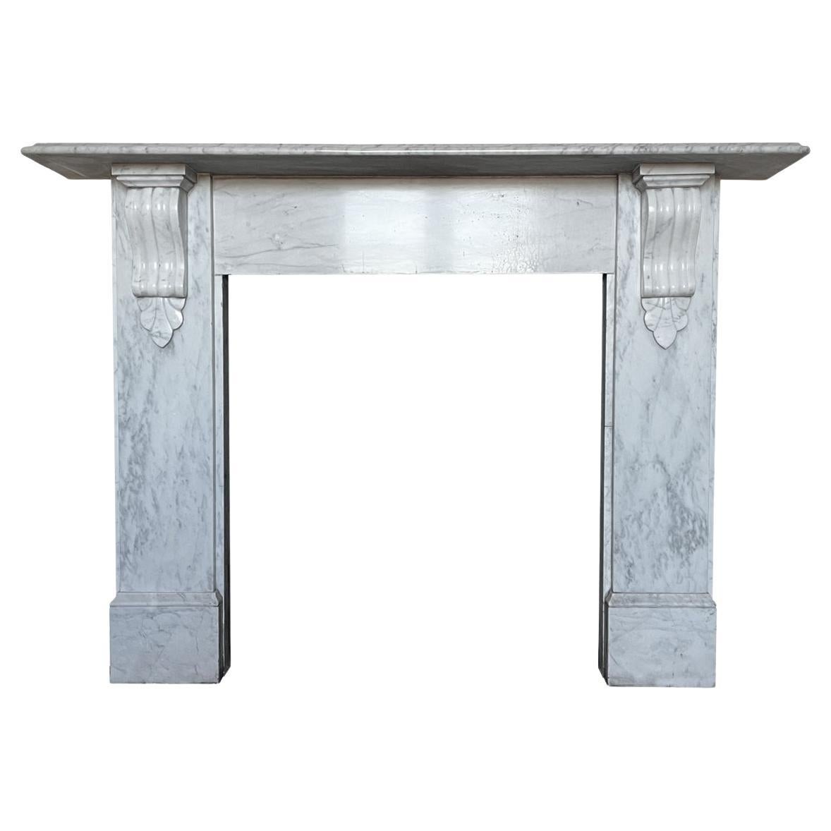 Reclaimed Victorian Corbelled Carrara Marble Fireplace Surround