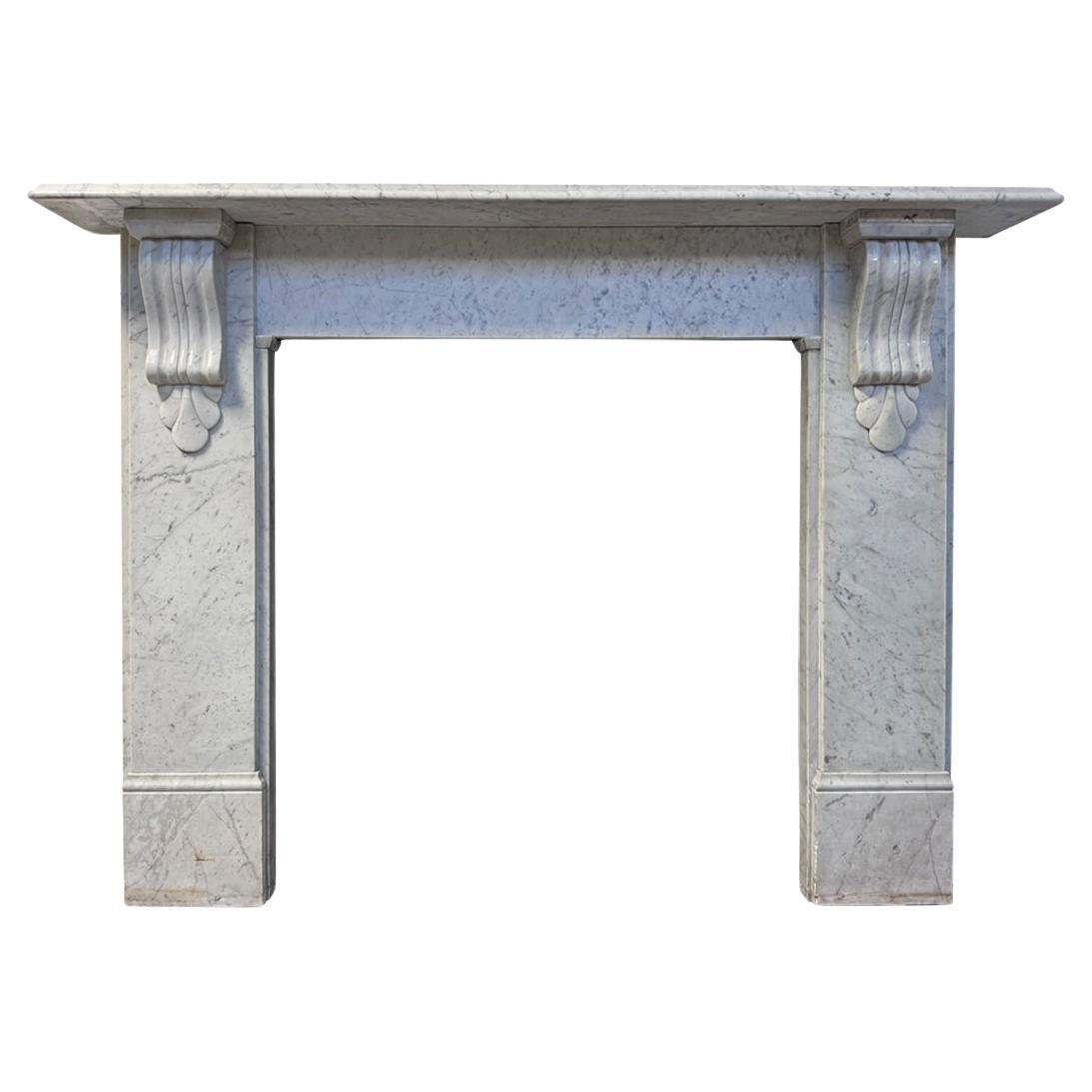 Reclaimed Victorian Corbelled Carrara marble fireplace surround For Sale