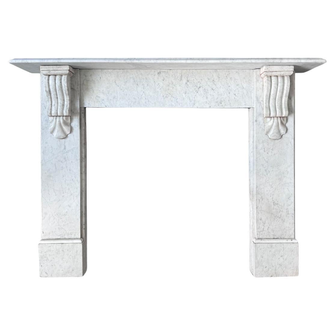 Reclaimed Victorian Corbelled Carrara marble fireplace surround For Sale