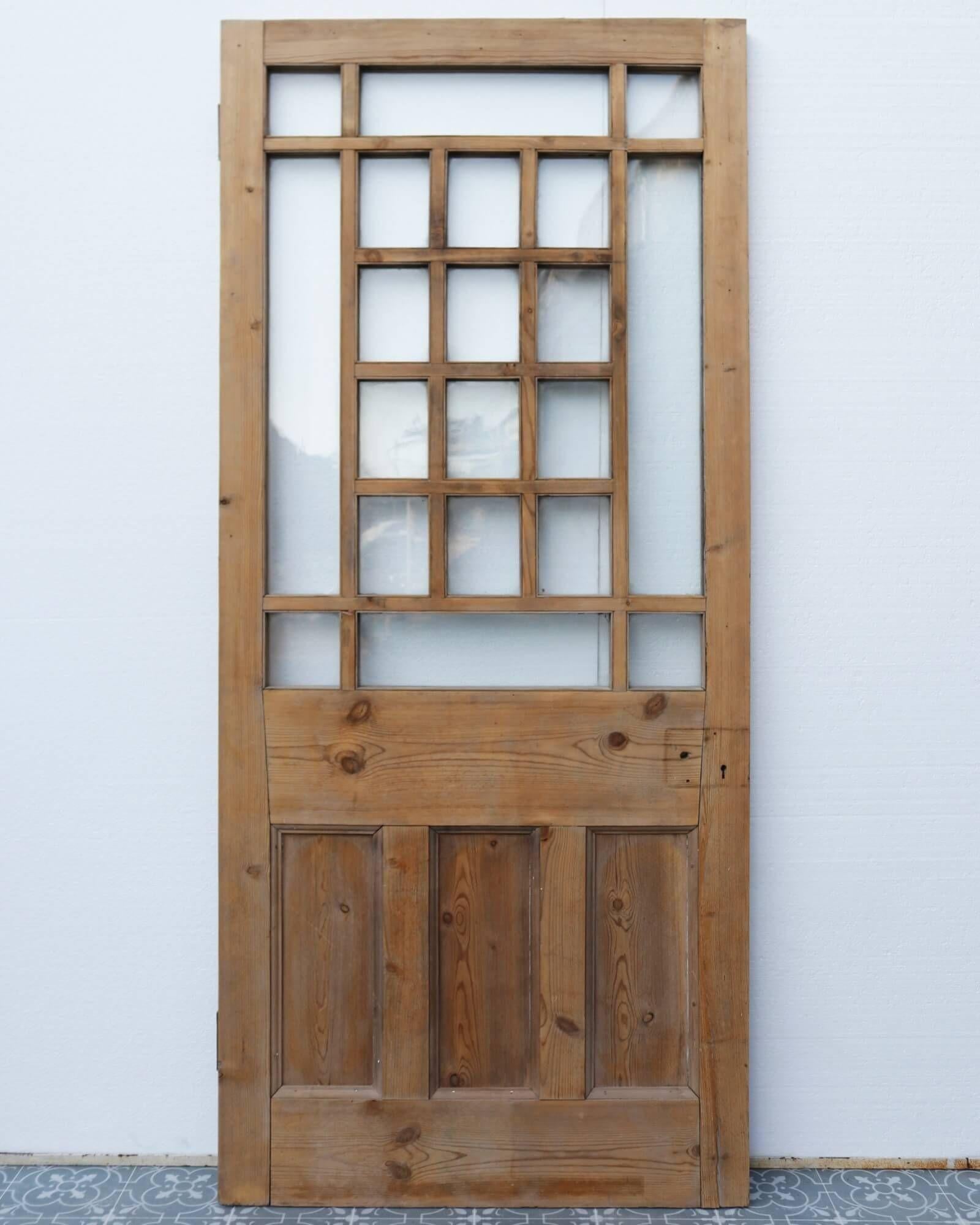 19th Century Reclaimed Victorian Front Door with Margin Glazing For Sale