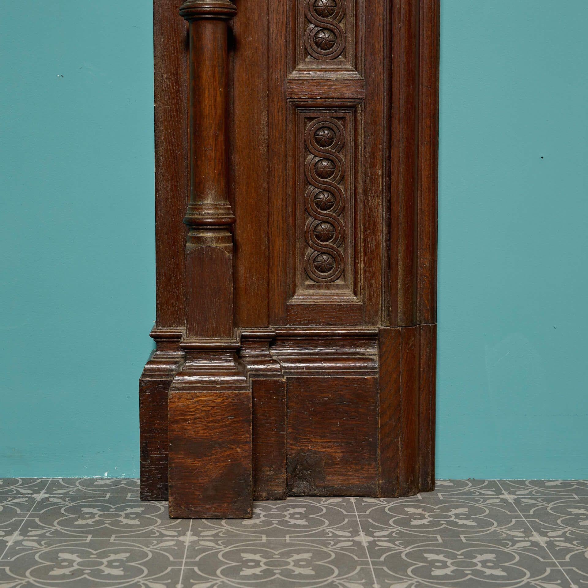 Hand-Crafted Reclaimed Victorian Jacobean Style Fireplace Mantel For Sale