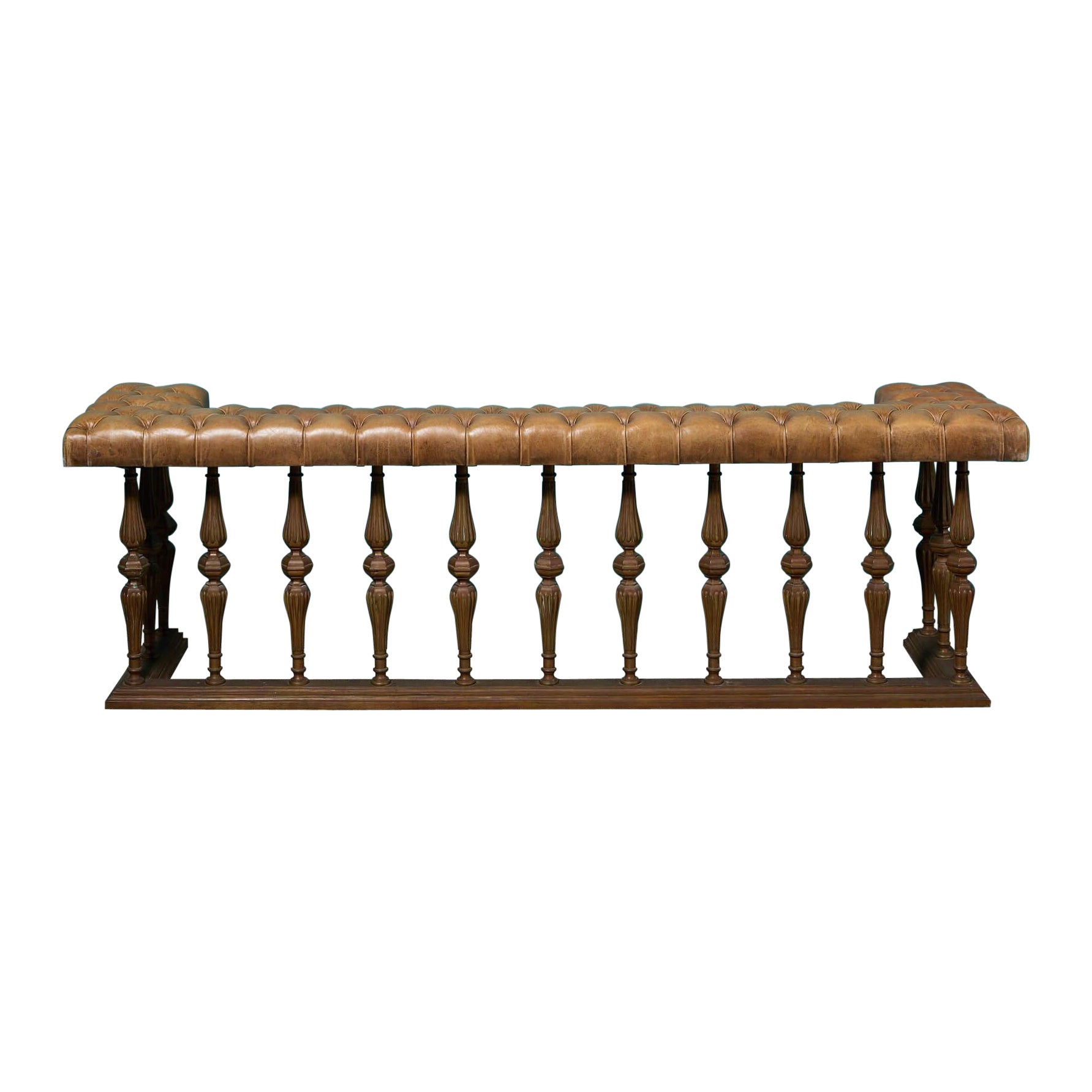 Reclaimed Victorian Large Scale Bronze and Capitone Leather Club Fender