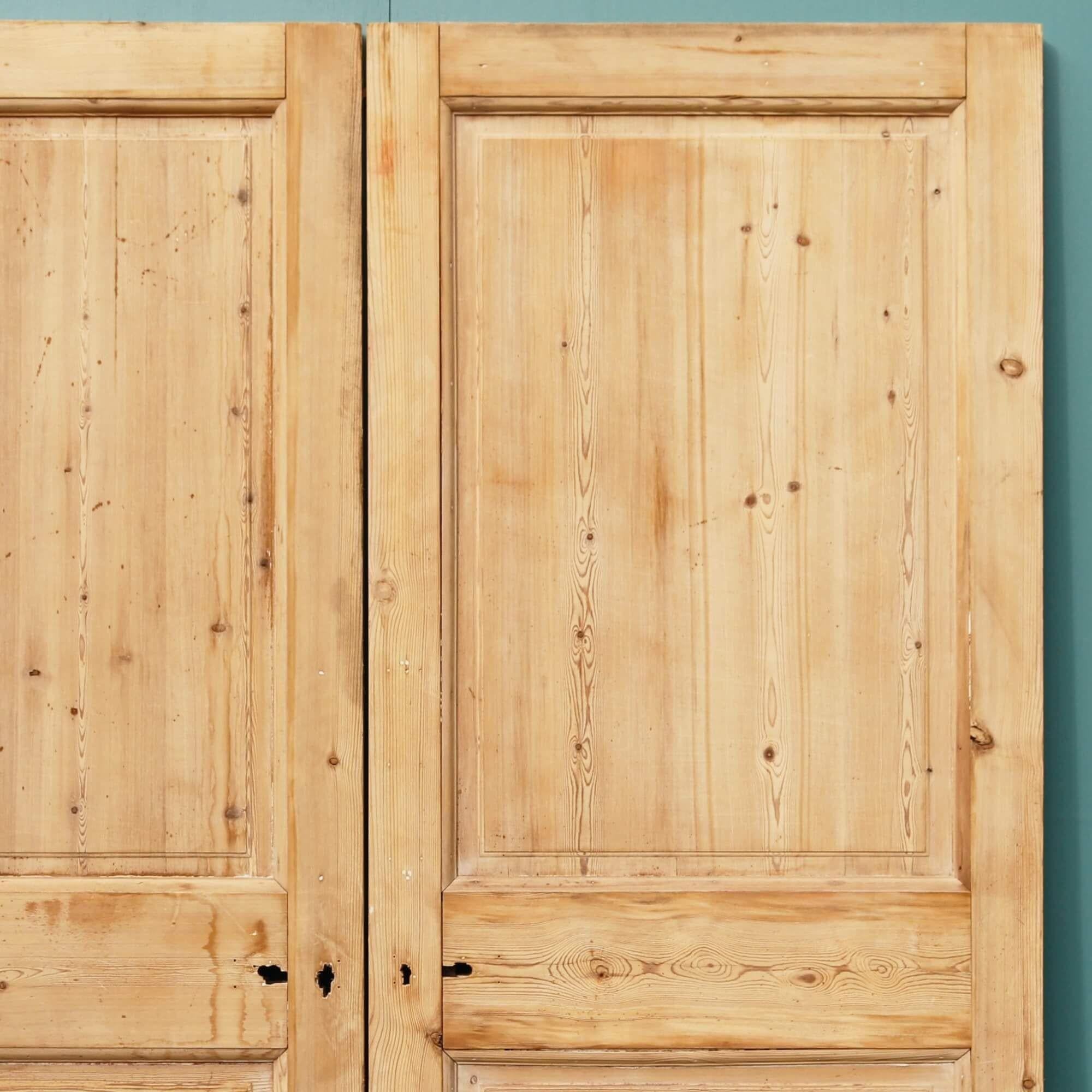 English Reclaimed Victorian Pine Internal Double Doors For Sale