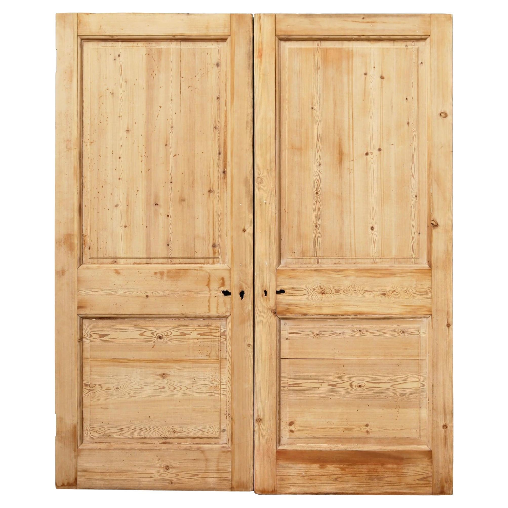Reclaimed Victorian Pine Internal Double Doors For Sale