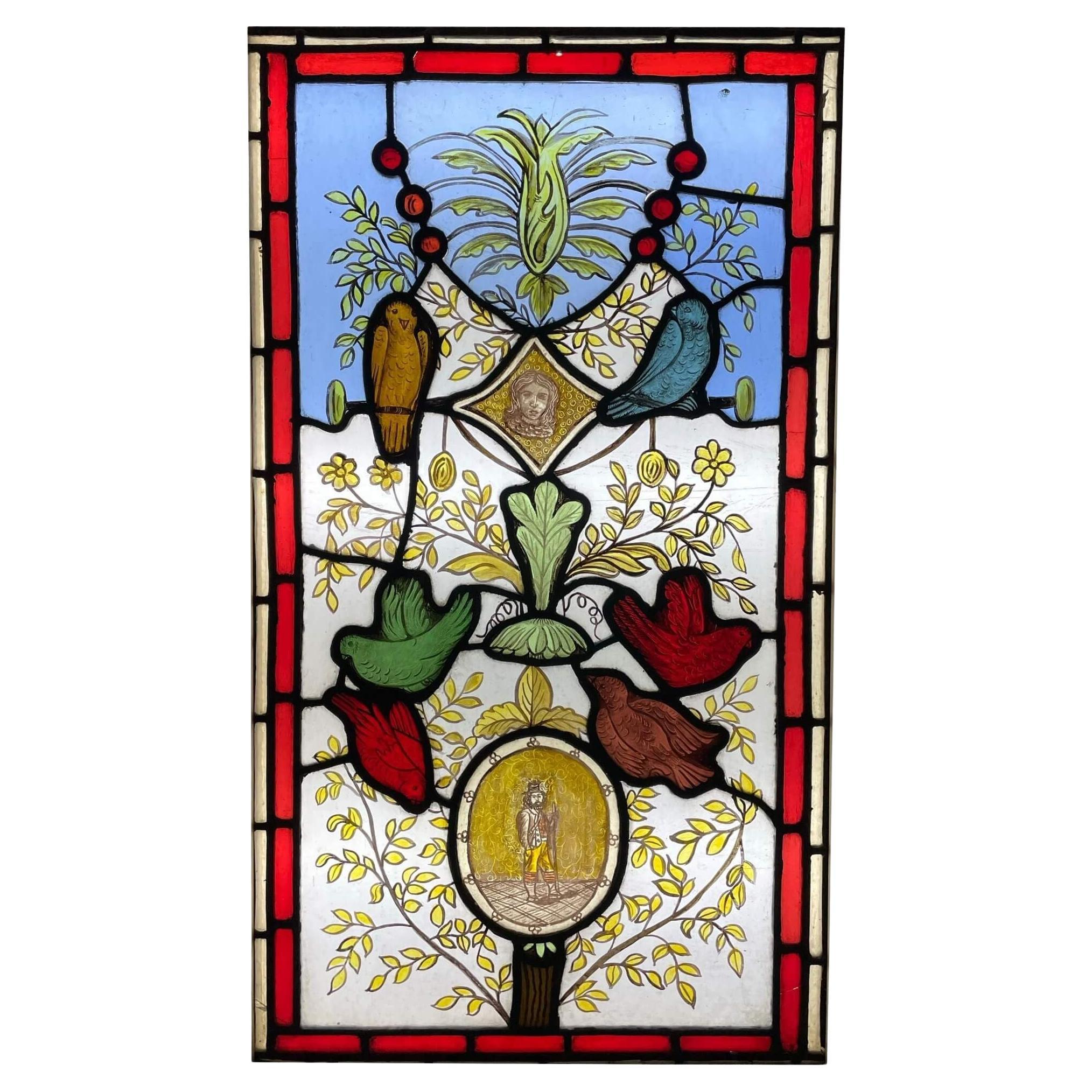 Reclaimed Victorian Stained Glass Window For Sale