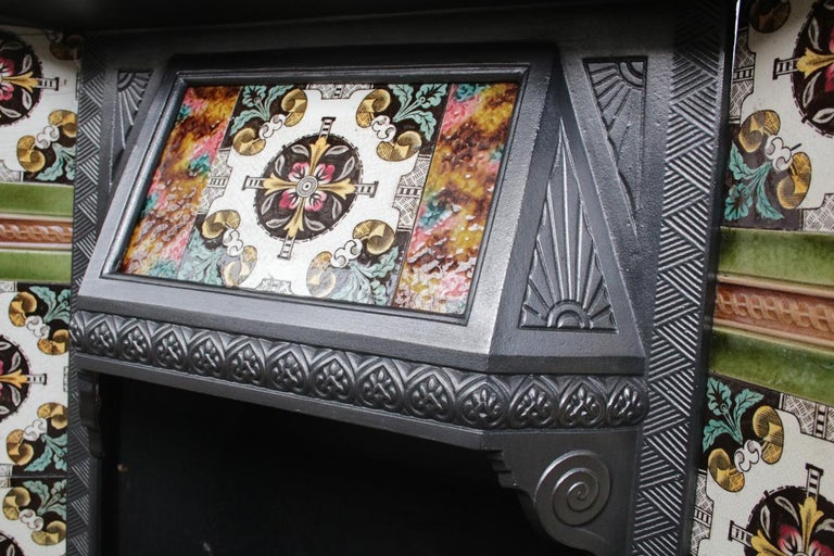 Reclaimed Victorian Tiled Fireplace Grate at 1stDibs