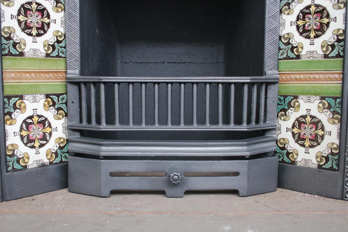 English Reclaimed Victorian Tiled Fireplace Grate
