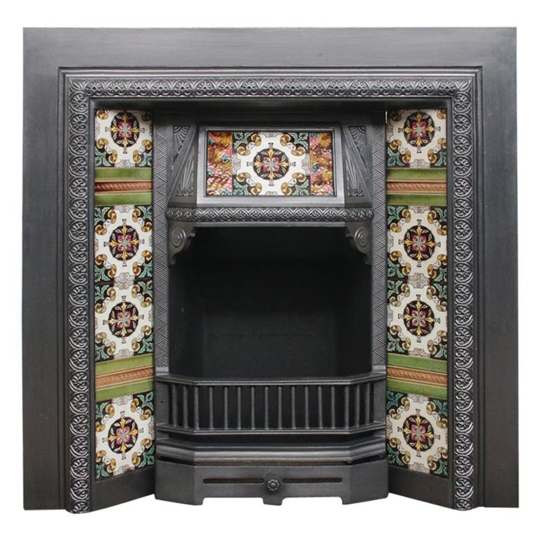 Reclaimed Victorian Tiled Fireplace Grate