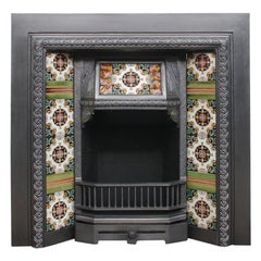 Antique Reclaimed Victorian Tiled Fireplace Grate