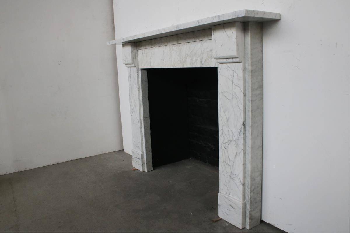 English Reclaimed Victorian White Carrara Marble Fireplace Surround