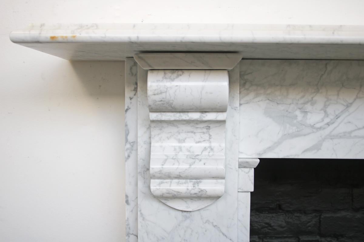 Reclaimed Victorian White Carrara Marble Fireplace Surround In Good Condition In Manchester, GB