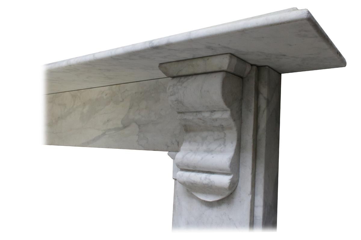 19th Century Reclaimed Victorian White Carrara Marble Fireplace Surround