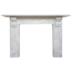 Antique Reclaimed Victorian White Carrara Marble Fireplace Surround