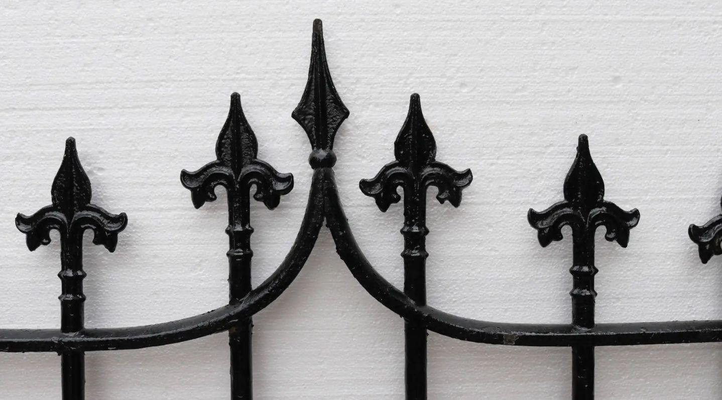 19th Century Reclaimed Victorian Wrought Iron Side Gate with Finials For Sale