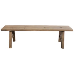 Reclaimed Vintage Elm Wood Bench with Wide Seat