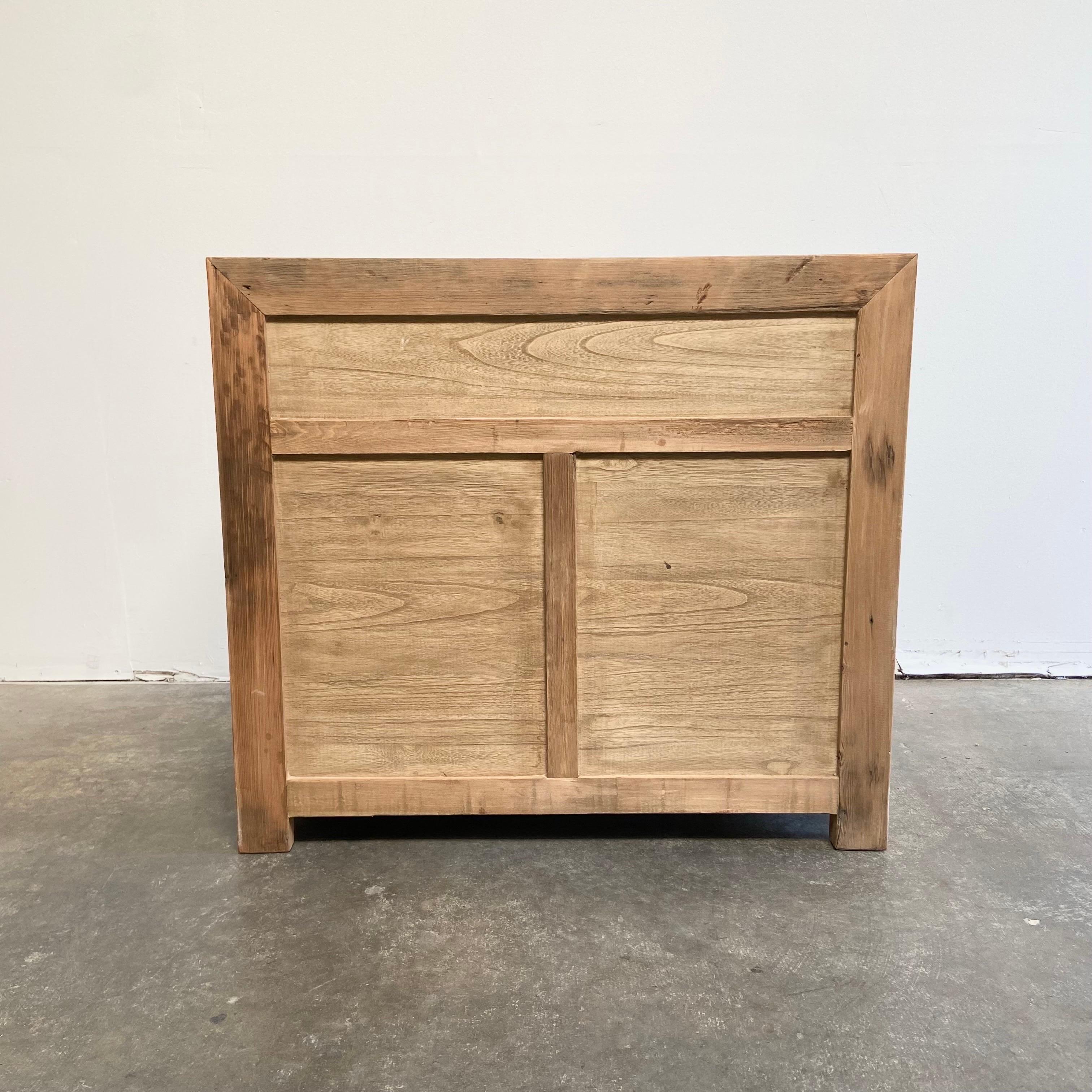 Contemporary Reclaimed Vintage Elm Wood Cabinet For Sale