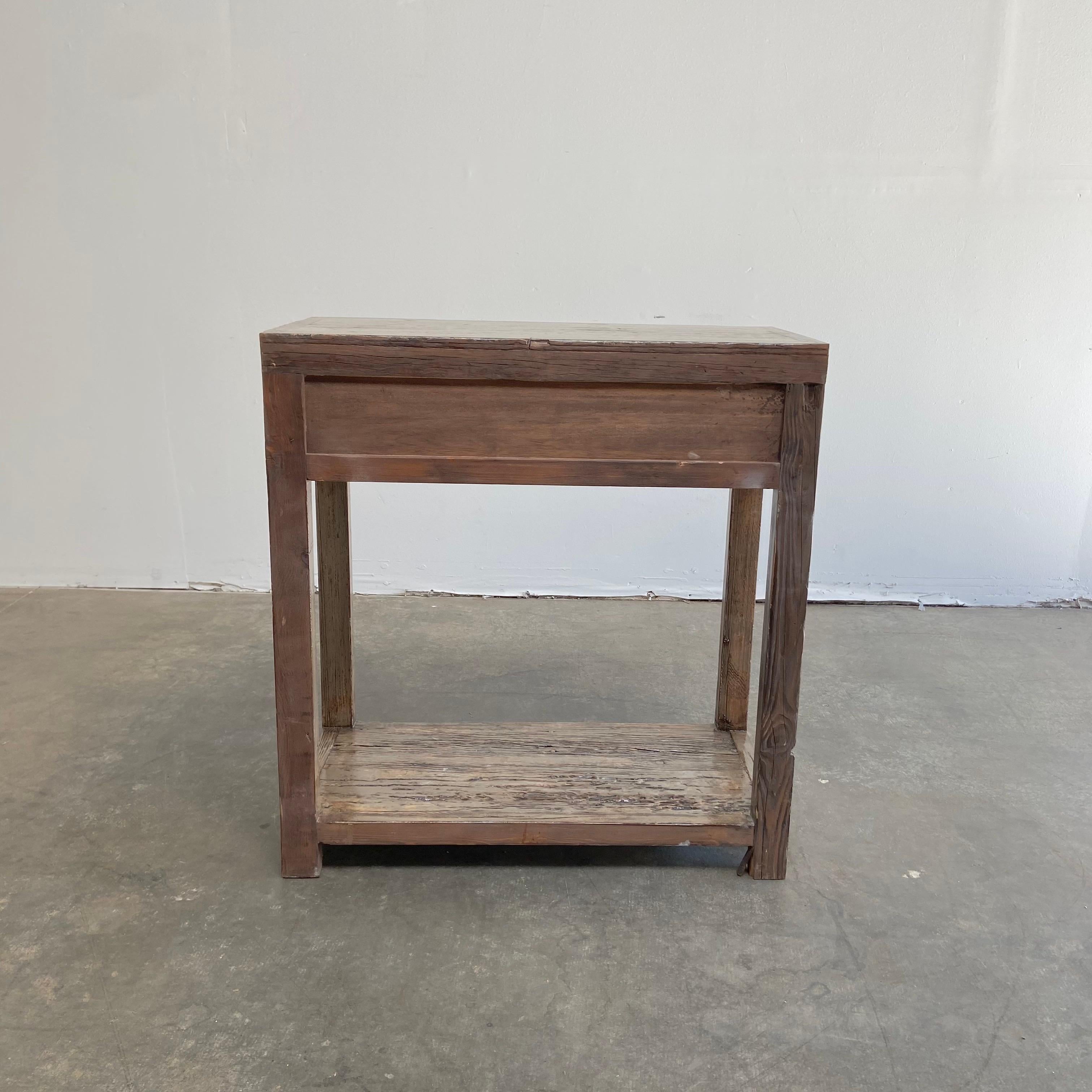 washed wood console table