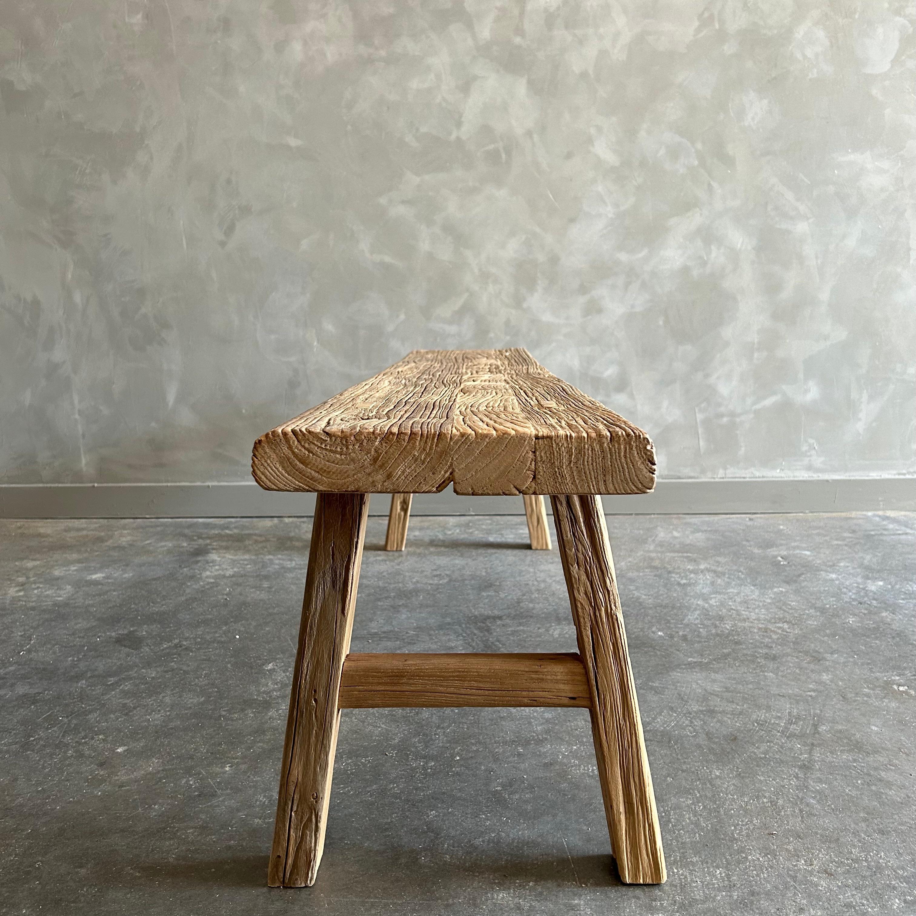 Reclaimed Vintage Elmwood Wide Seat Bench 1