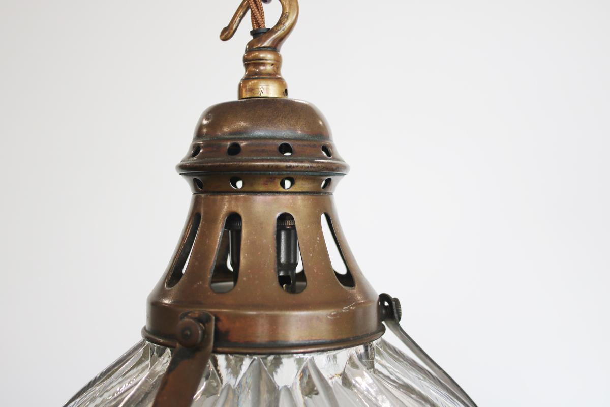 English Reclaimed Vintage Holophane Pendant Light