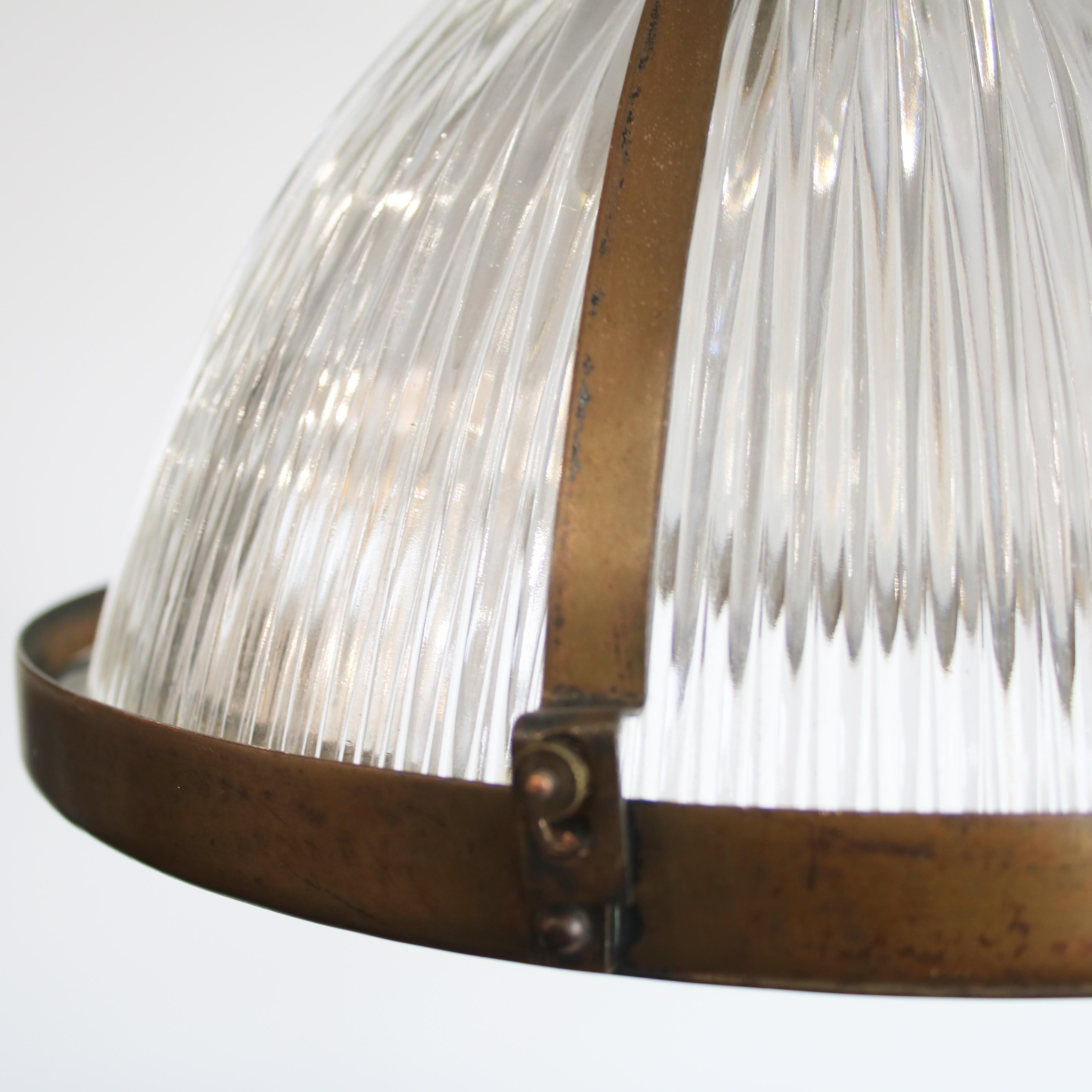 Reclaimed Vintage Holophane Pendant Light In Good Condition In Manchester, GB
