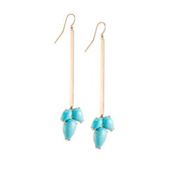 Sylva & Cie Reclaimed Vintage Persian Turquoise Earrings with 18k Yellow Gold