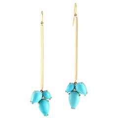 Sylva & Cie Reclaimed Vintage Persian Turquoise Earrings with 18k Yellow Gold