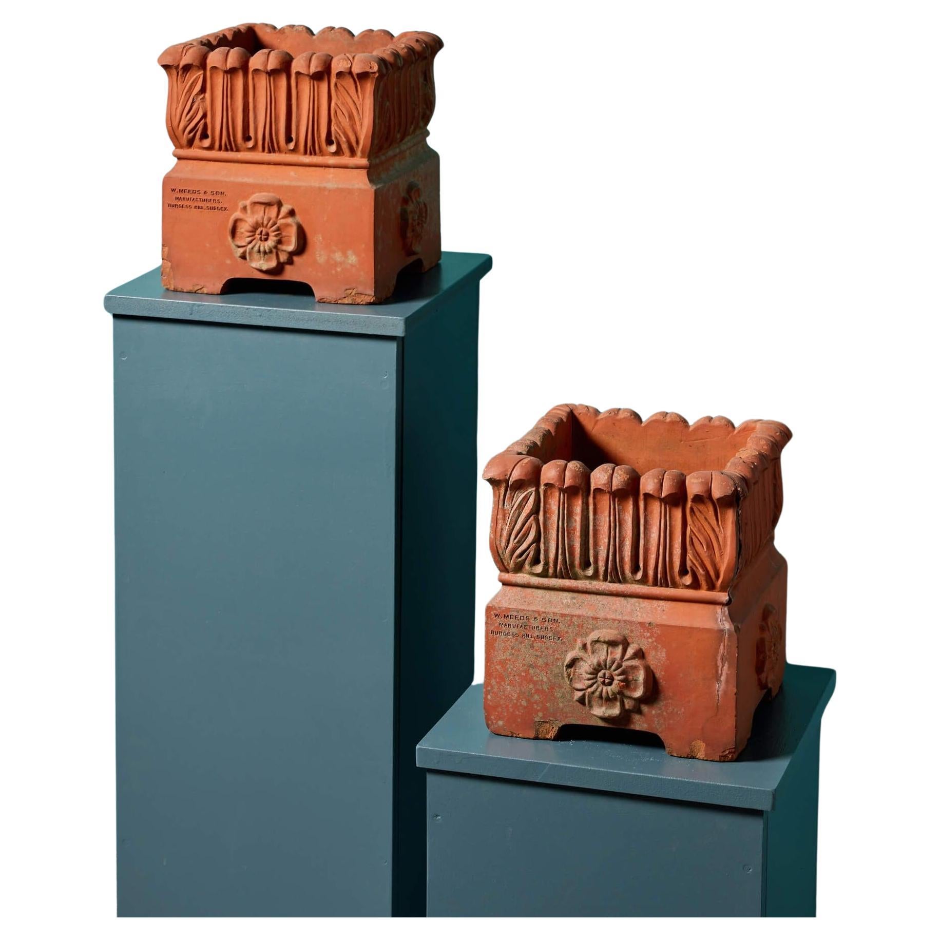 Two Antique W Meeds & Son Terracotta Planters For Sale