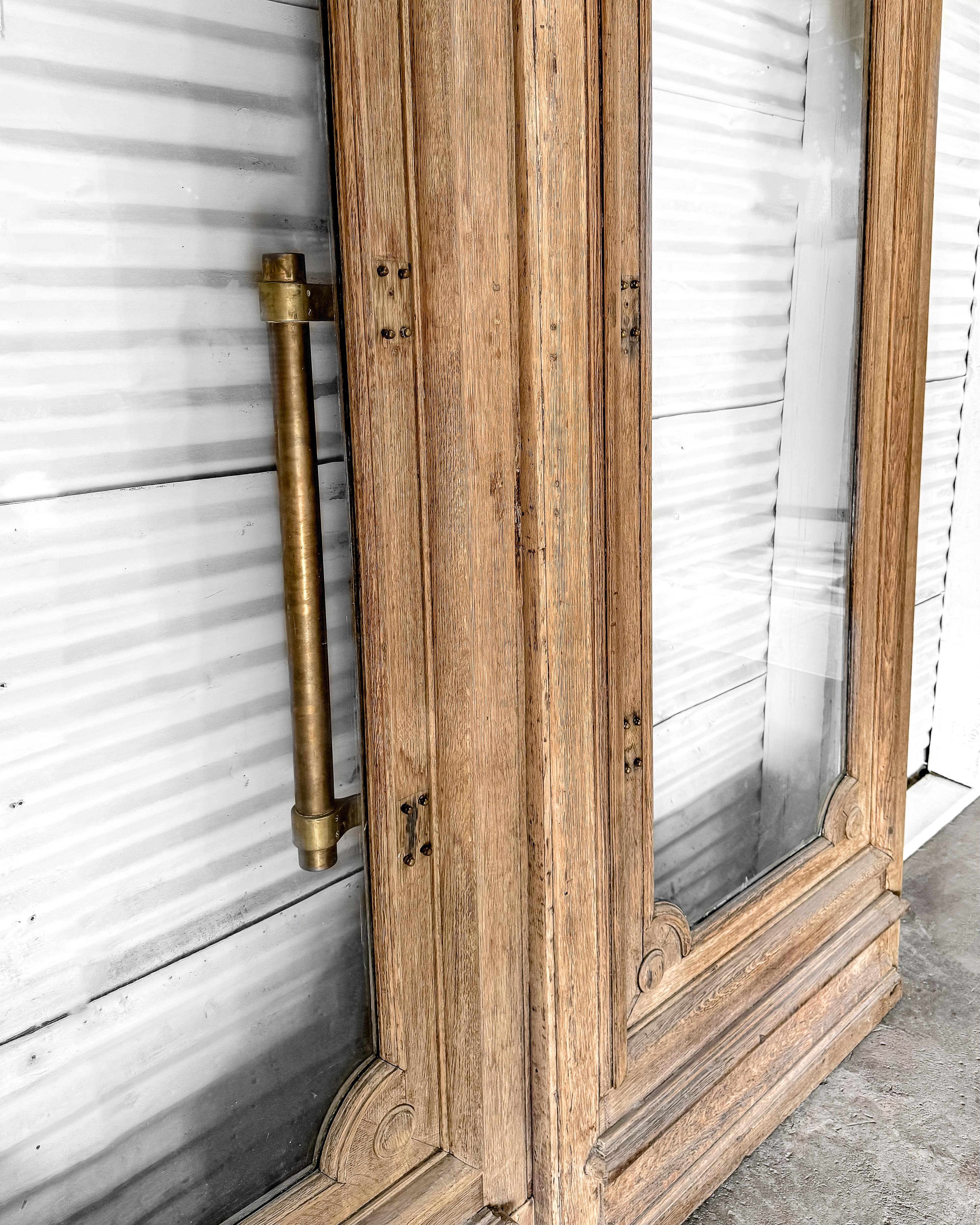 Reclaimed Washed Oak French Exterior Bank Doors For Sale 15