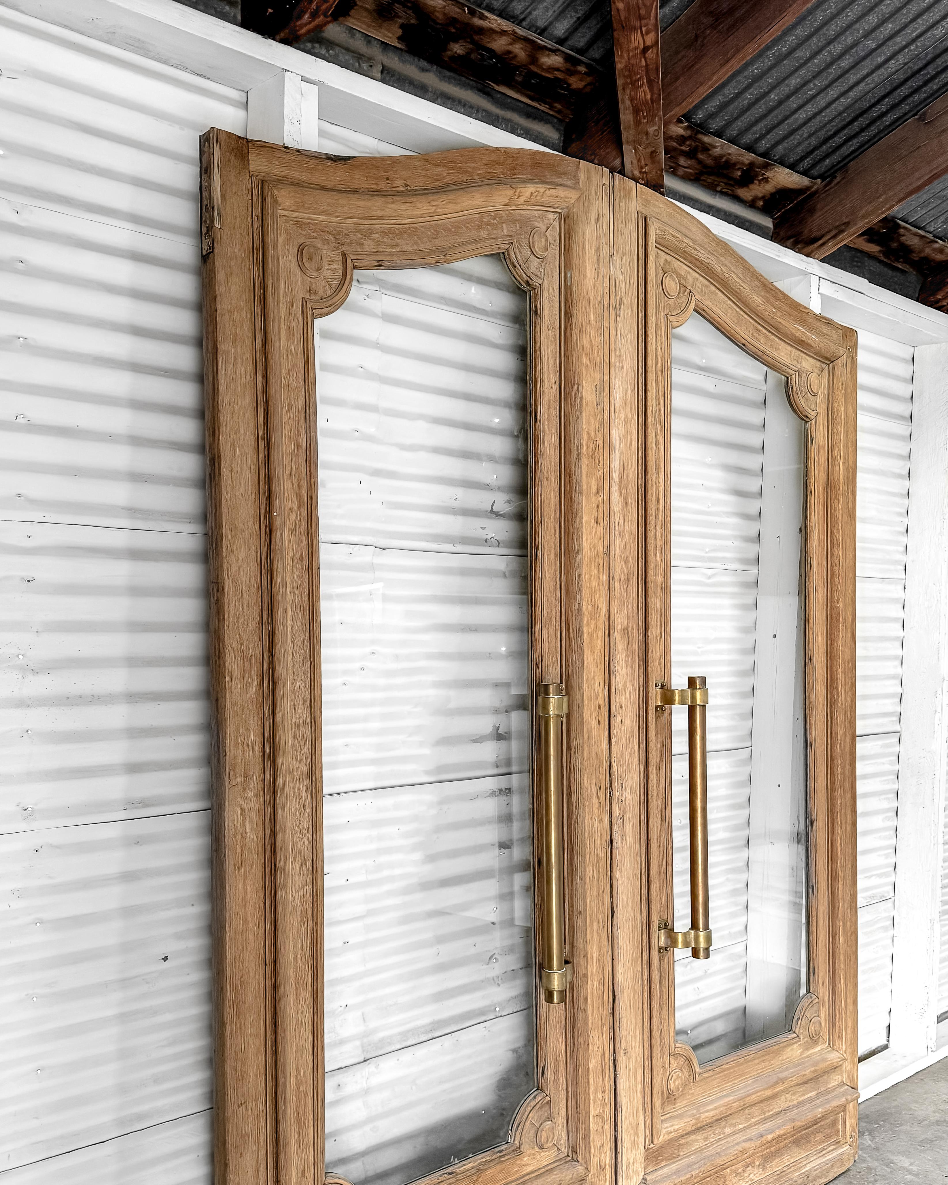 19th Century Reclaimed Washed Oak French Exterior Bank Doors For Sale