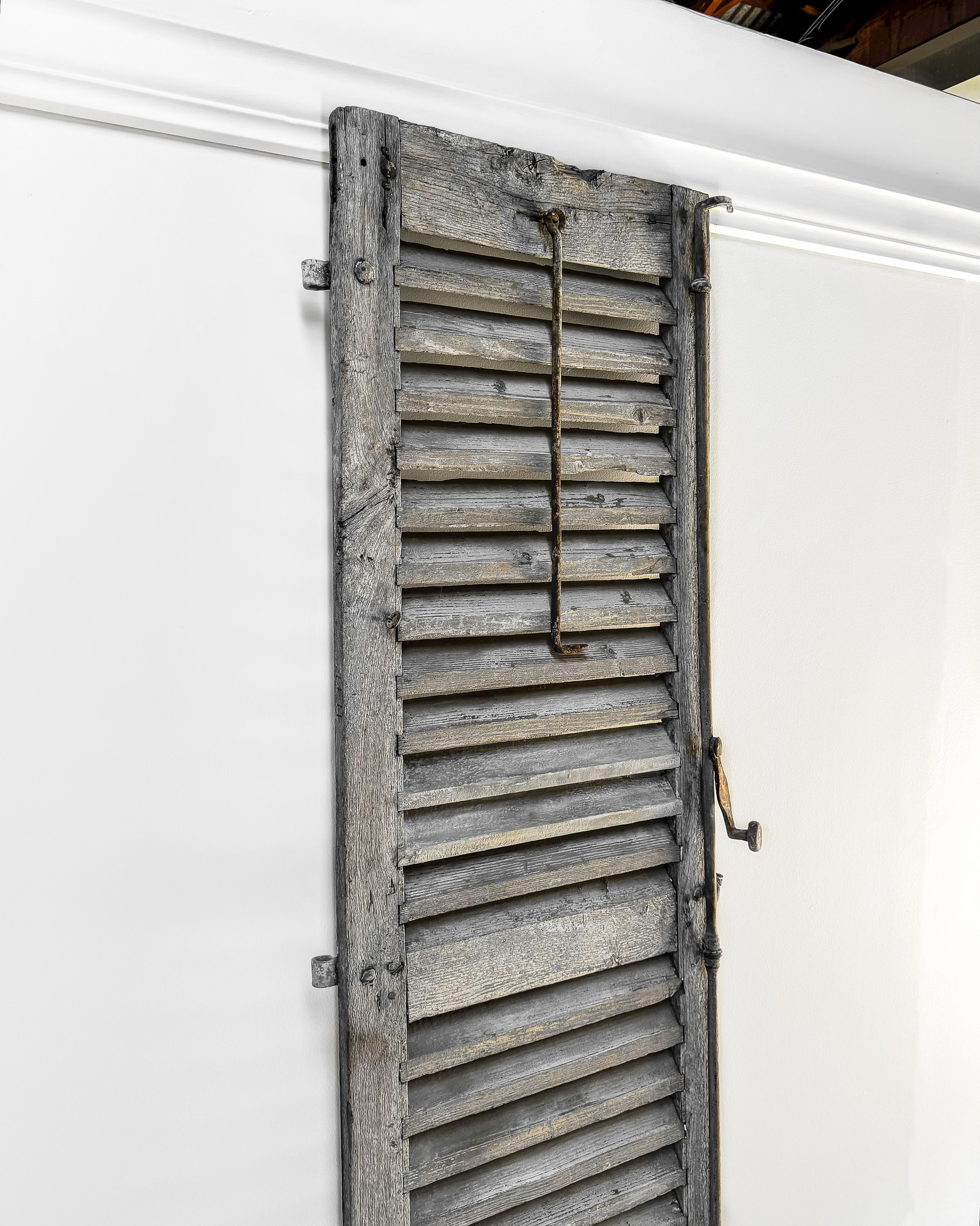 Reclaimed Weathered 19th Century French Shutter In Good Condition For Sale In Mckinney, TX