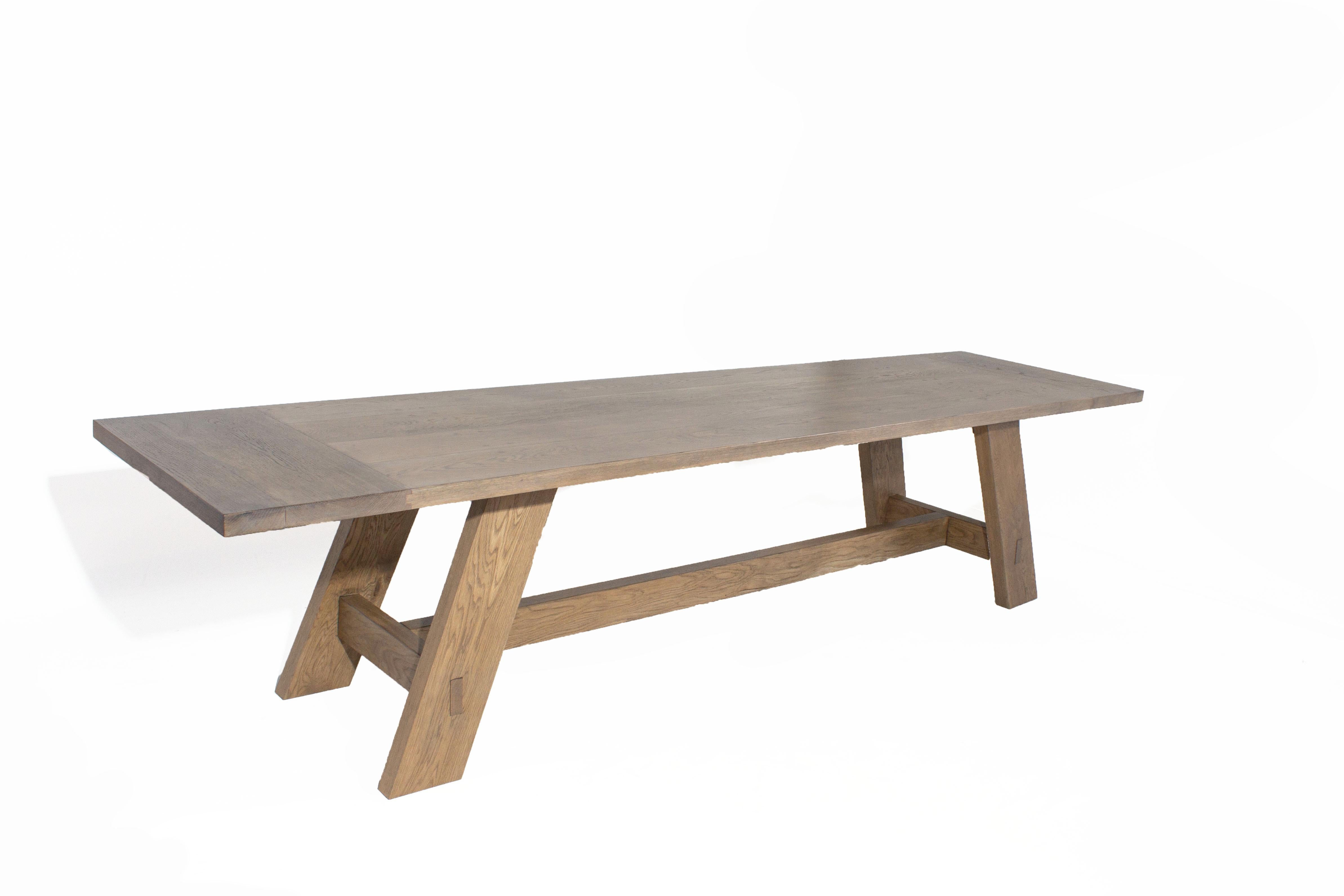 American Reclaimed White Oak Dining Table For Sale